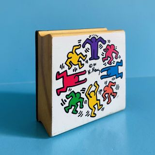 Vintage Keith Haring - Rubber Stamp Block - Dancing Circle - Nos - Rare