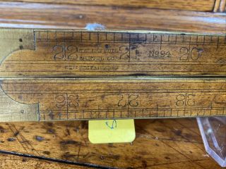 S31 Antique Stanley Rare Folding Rule Wood Ruler No.  94 Type 2 1859 - 1902 2