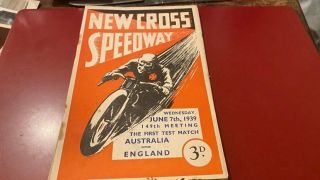 Cross Speedway - - Australia V England - - Programme - - 7th June 1939 - - Rare