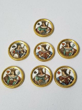 Extremely Rare 19th Century Set Of 7 Porcelain Whist Markers