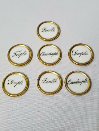 Extremely RARE 19th century set of 7 porcelain whist markers 2