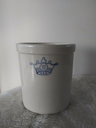 Vintage Usa Robinson Ransbottom Blue Crown Crock Stoneware
