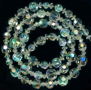 Beads Swarovski Cut Austrian Crystal Ab Flash Clear Faceted 5 - 12mm 25 " Vintage