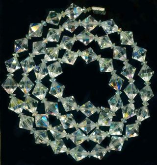 Beads Swarovski Cut Austrian Crystal Ab Flash Clear Faceted 5 - 12mm 32 " Vintage