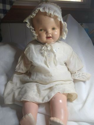 Vintage Antique Composition & Cloth Doll Regal Hug Me Kiddie - Pal 25 " W/ Teeth