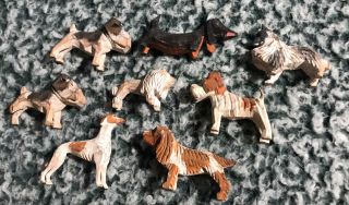 Vintage Carved Wood Miniature Dog Figures