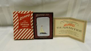 1951 - 52 Zippo Lighter Town & Country Sloop Sailboat Paint Steel Pat 2032695 Rare