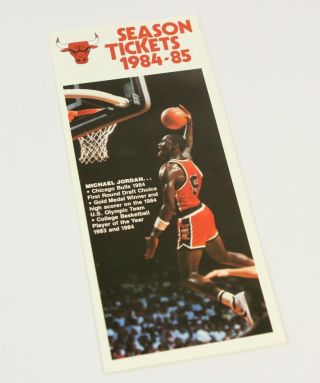 1984 - 85 Michael Jordan Rare Rookie Season Chicago Bulls Season Ticket Brochure