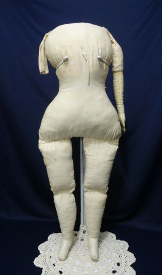 Wonderful Large Antique Cloth Doll Body For China,  Wax Or Papier.  Mache Doll Head