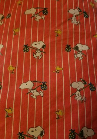 Rare Vintage Snoopy Woodstock Peanuts Fitted Twin Bed Sheet 1960s