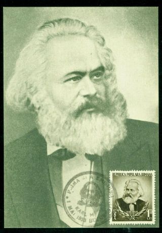 1953 Marx,  Karl Marx,  German Philosopher,  Romania,  1428,  Official Fdc Maxi Card,  Rare