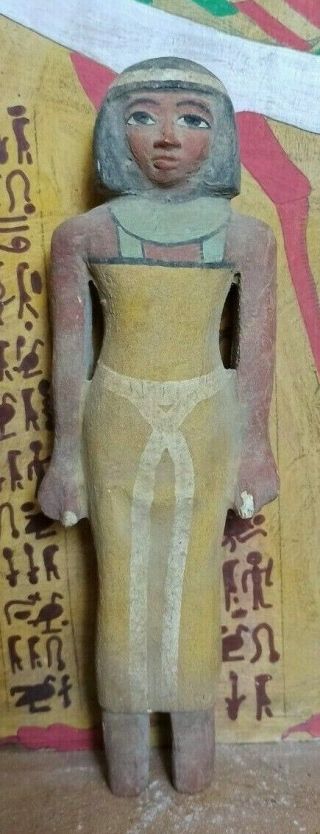 Rare Funerary Ushabti Wooden Egyptian Antique Afterlife Stone Shabti Sculpture