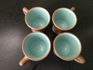 4 RARE TAYLOR SMITH & TAYLOR CHATEAU BUFFET COFFEE CUPS MUGS TURQUOISE BROWN 2