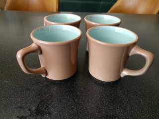 4 RARE TAYLOR SMITH & TAYLOR CHATEAU BUFFET COFFEE CUPS MUGS TURQUOISE BROWN 3