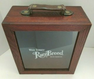 Vintage Wild Turkey Rare Breed Bourbon Wood Storage Case Box W/ Handle Bar Decor