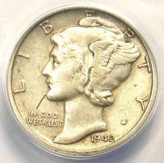 1942/1 - D Mercury Dime 10c - Certified Anacs Au50 - Rare Overdate - $942 Value