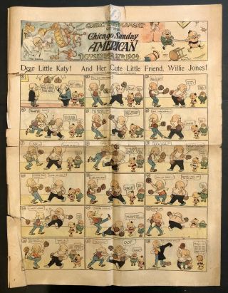 Antique Dec.  27,  1904 Chicago Sunday Examiner Newspaper Comic,  Happy Hooligan