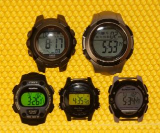 [lot Of 5] Timex Digital Lcd Watches =no Bands= Vgu