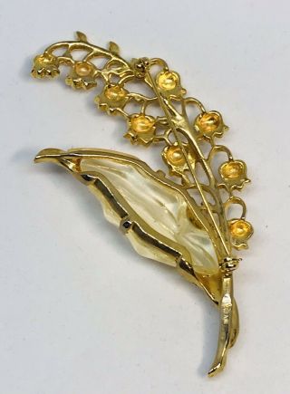 Rare TRIFARI Alfred Philippe Gold Lucite JELLY BELLY Lilly Of The Valley Pin 6