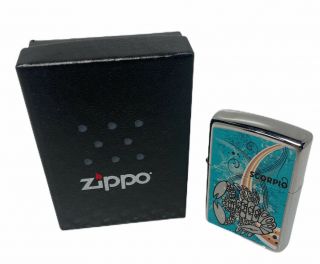 Zodiac Scorpio Astrology Signs Zippo Lighter 2012 Pre Owned Light Blue Rare