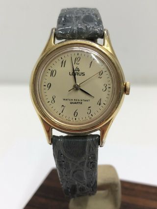 Lorus V515 Vintage Ladies Quartz Watch With Grey Leather Strap