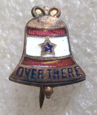 Antique Wwi Military Army Blue Star Son In Service Over There Bell Lapel Pin