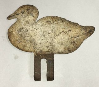 Duck Antique Cast - Iron Shooting Gallery Target Dimpled From Use,  Old White Paint