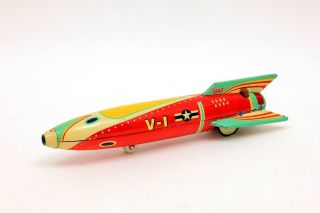 Rare Cragstan Masudaya Vintage Sparkling V - 1 USAF Tin Rocket w/ Box 2