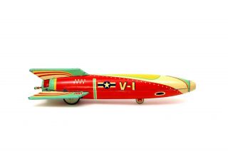 Rare Cragstan Masudaya Vintage Sparkling V - 1 USAF Tin Rocket w/ Box 4