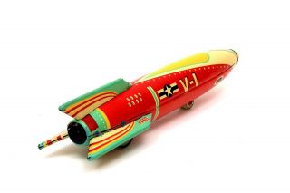 Rare Cragstan Masudaya Vintage Sparkling V - 1 USAF Tin Rocket w/ Box 5