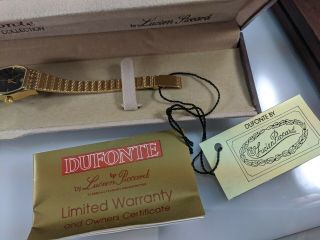 Dufonte Lucien Piccard Women ' s Quartz Gold Dress Watch w/ Diamond Old Stock 2