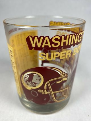 Vintage 1983 Washington Redskins Bowl Champion Bar Whiskey Glass Rare High