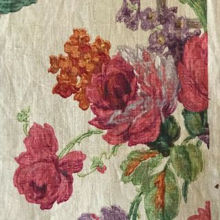 RARE Antique / Vintage 20 ' s 30 ' s Printed Floral Urn Vase Irish Linen Fabric NOS 5