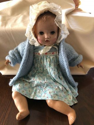 1940s Antique 18 " Horsman Baby Doll Open Close Eyes Lashes 2 Upper Teeth