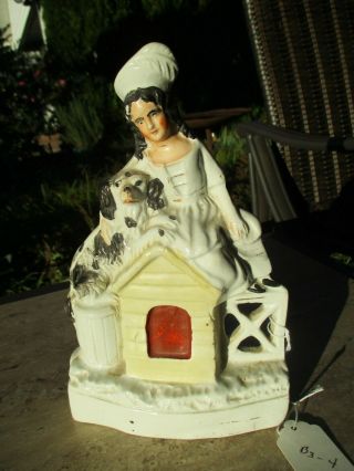 Antique Staffordshire Figurine Lady With Dog