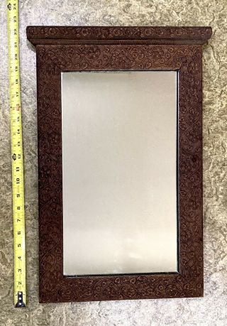 Antique Arts And Crafts Or Mission Hanging Wall Mirror - Like William Morris