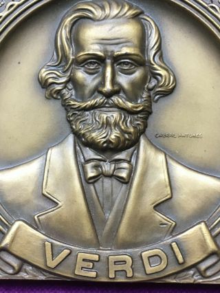 antique and rare bronze medal of Verdi made by Cabral Antunes 2