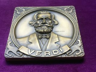 antique and rare bronze medal of Verdi made by Cabral Antunes 3