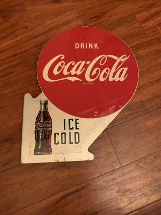 Vintage Double Sided Drink Coca - Cola Flange Sign Ice Cold A - M 9 - 50 Rare 2