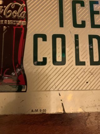 Vintage Double Sided Drink Coca - Cola Flange Sign Ice Cold A - M 9 - 50 Rare 3