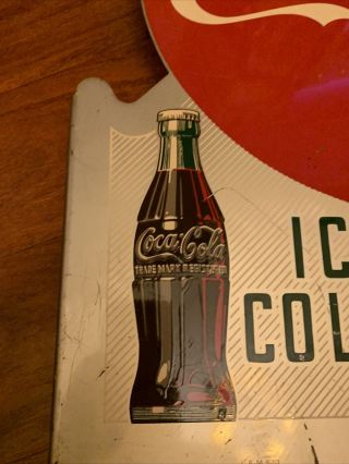 Vintage Double Sided Drink Coca - Cola Flange Sign Ice Cold A - M 9 - 50 Rare 5