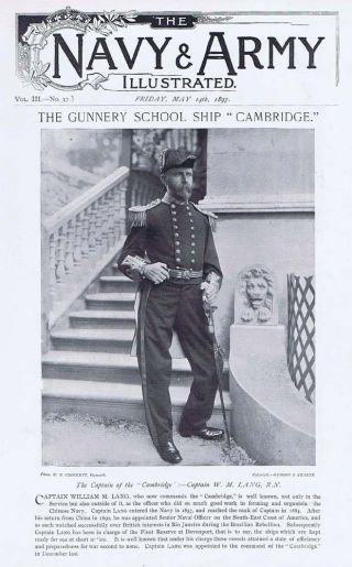 Captain William M Lang Of Hms Cambridge - Antique Photographic Print 1897
