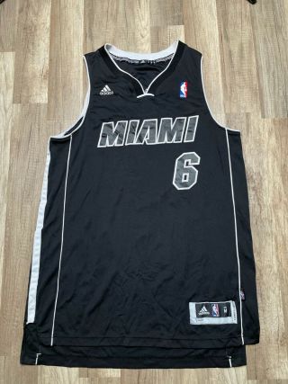 Rare Auth Vtg Adidas Miami Heat Lebron James 6 Nba Black Basketball Jersey M