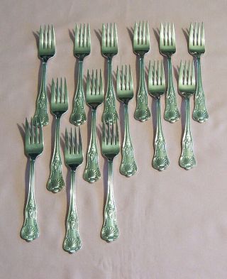 14 International Silver Co.  Silverplate Salad Forks In The King Pattern; 7 1/8 "
