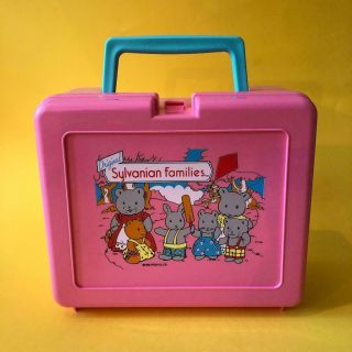 Vintage Sylvanian Families Figure Themed Lunch Box Storage Case Epoch 1980s