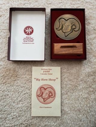 Rare 2005 Hoffman Bronze " Big Horn Sheep " Calendar Medal