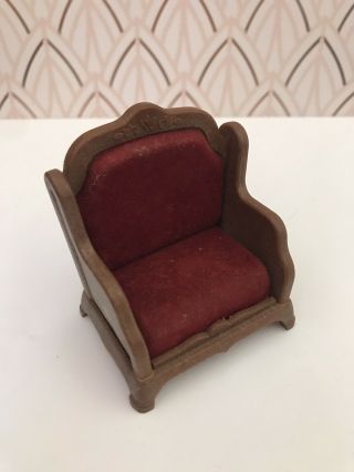 Sylvanian Families Vintage Furniture Red Velvet Ornate Armchair Chair