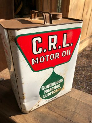 Rare Vintage 2 Gallon C.  R.  L.  Motor Oil Gas Station Advertising Can Richland Pa