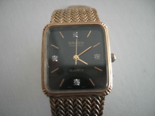 Vintage Gruen Precision 4 Diamonds (?) Gold Tone Quartz Men’s Watch