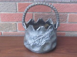 Antique Victorian Simpson Hall Miller Silver Plate Honey Bee Basket Vase